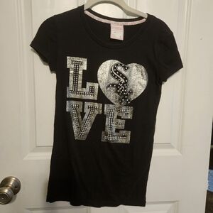 Victoria Secret Pink Chicago Ehite Sox Black and Silver Love Graphic Tee